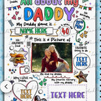 Pay what you can-Personalised Father's Day Print Gift - Customizable All About My Daddy Keepsake with Heartfelt Details