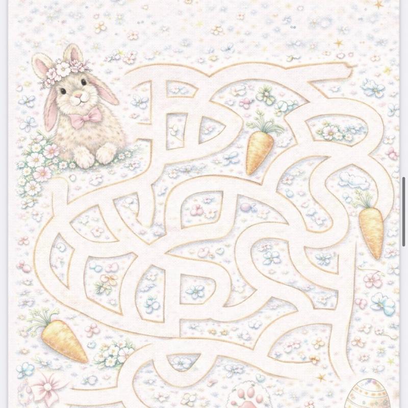 Easter Activity Pack for Children with Adorable Bunny Design and Floral Accents Approved - 17 pages activity pack