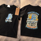 Dinosaur T-shirt with Small Pocket Sized Image on Front and Large Prehistoric Edition Image on Back. Made with organic cotton