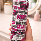 Perfect 20oz Insulated Double Walled Tumbler for Mother’s Day Hot & Cold Drinks with Lid and Straw Pop Art Design pink, white and black
