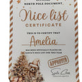 Gold personalised Christmas nice list certificate with Teddy bear on Gift Decor Decoration