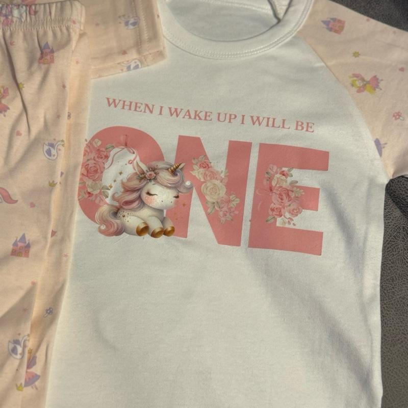 Unicorn Pyjamas 'When I Wake Up I Will Be One' with Fairy Themed Arms and Trousers for Kids. Can be personalised by leaving a note at checkout or dropping me a message once ordered