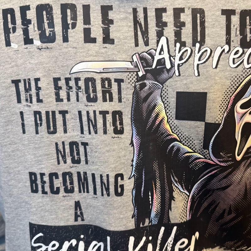 Horror ghost organic hoodie. People need to start appreciating the effort I put in to not become a serial killer. All sizes available. Organic cotton