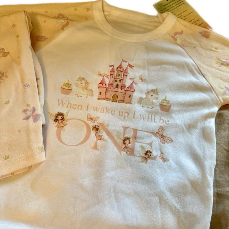 Pink personalised fairy princess, when I wake up pyjamas, birthday pyjamas, girls pyjamas, long sleeved and trousers, fairy’s on sleeves and trousers. Leave a note at checkout or send me a message if you would like to add a name