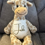 Personalised cute giraffe, soft toy, childrens personalised teddy, nursery. Add name at checkout or send a message after purchase
