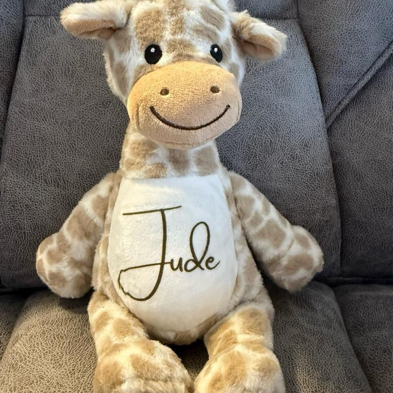 Personalised cute giraffe, soft toy, childrens personalised teddy, nursery. Add name at checkout or send a message after purchase