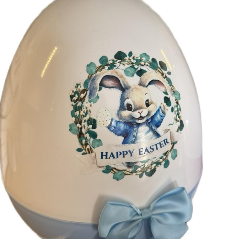 Personalised Blue or pink bunny themed jumbo 16 inch egg to fill with gifts (egg comes empty)