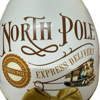 Personalised Gold North Pole 16inch Christmas Fillable Egg with Express Delivery Train Design and Gold Bow
