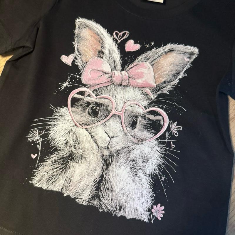 Children’s Cute bunny rabbit black organic cotton t shirt