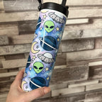 Personalised 20oz Alien Space Planets Tumbler with Lid and Straw for Hot and Cold Drinks - Perfect for Space Enthusiasts Insulated Colorful