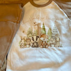 Woodland themed personalised when I wake up birthday pyjamas, cute boys pyjamas, pyjamas with age on. Long sleeves and trousers. Message me or leave a note at checkout with age and name to add on