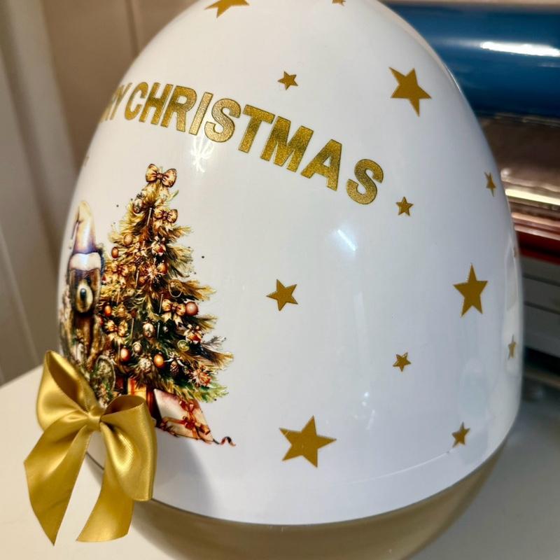 Personalised White and gold 16 inch jumbo egg perfect for filling with Christmas gifts