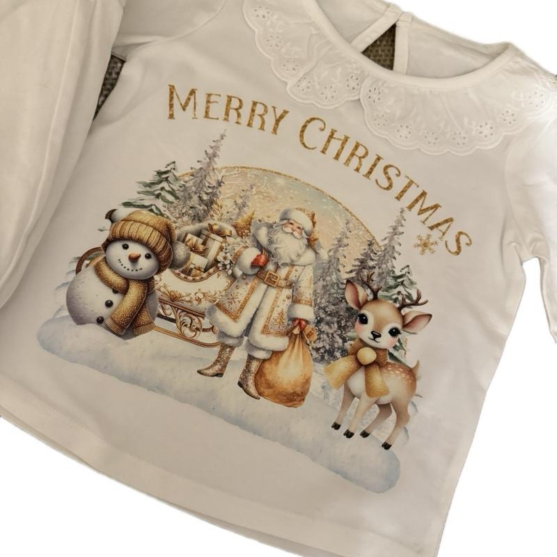 Christmas pyjamas gold and white theme can be personalised