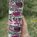 Perfect 20oz Insulated Double Walled Tumbler for Mother’s Day Hot & Cold Drinks with Lid and Straw Pop Art Design pink, white and black