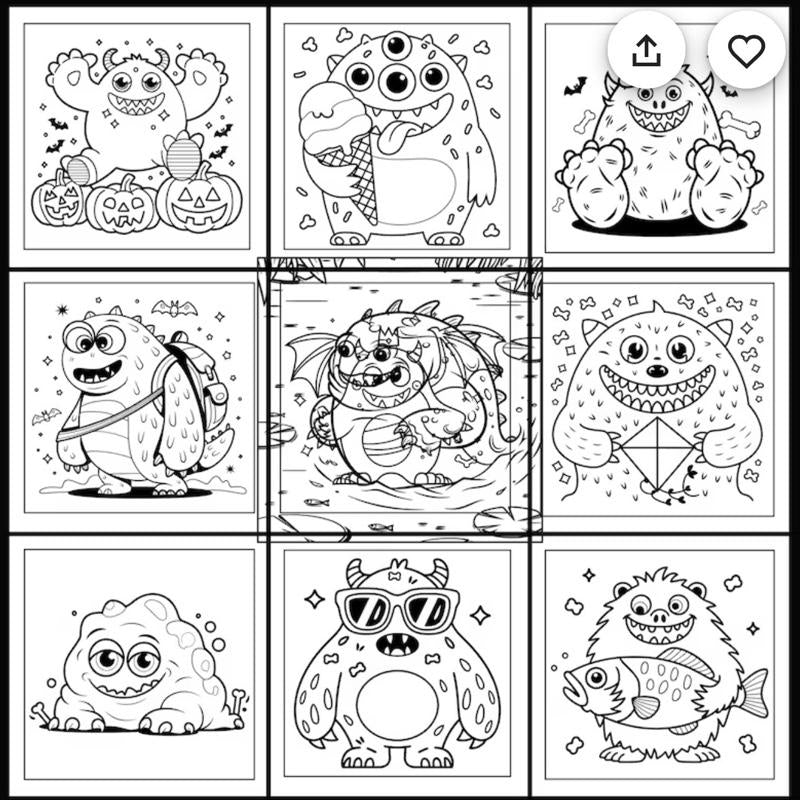 Bold and easy creepy monster colouring book