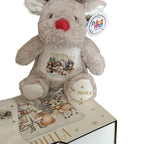 Personalised Reindeer Plush Soft Toy with Customisable Design for Festive Gifts and Collectibles