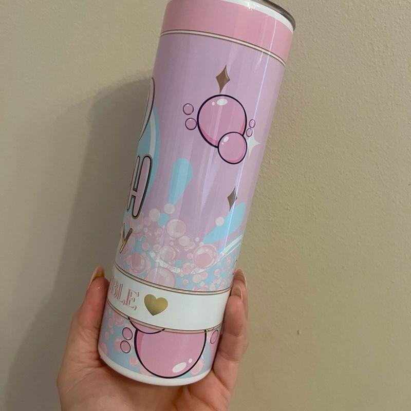 Lilac and blue 20oz personalised tumbler with lid and straw for hot and cold drinks
