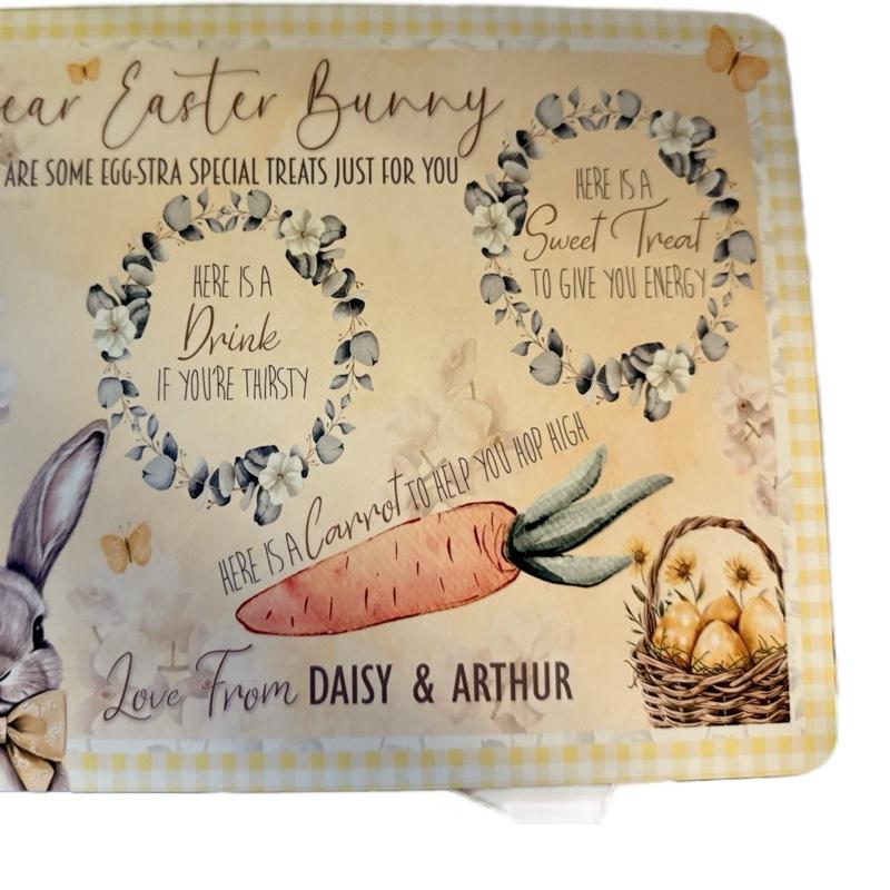 Personalised Easter treat boards to leave out for the Easter bunny. Great Easter gift gifts boys mother's day Hermione Granger