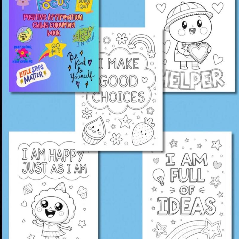 Childrens Positive Affirmations Colouring Book with Fun Characters and Inspirational Quotes for Kids