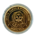 Christmas Santa gold wishing coin in a protective case