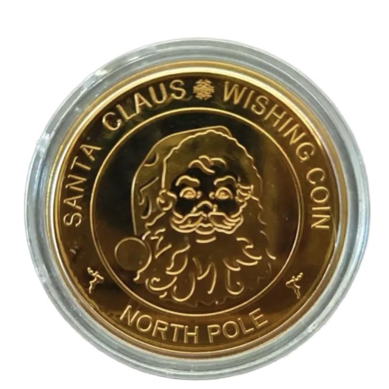 Christmas Santa gold wishing coin in a protective case