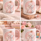 Love You to the Moon and Back Mug with Pink Handle Perfect Mother's Day Gift Featuring Adorable Bunny Design