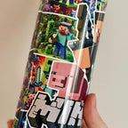 Personalised children’s building bricks 20oz tumbler with lid and straw for hot and cold drinks