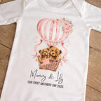 First Mother's Day Personalised Baby Grow Baby Romper with Teddy Bears Design Can Be Customised with Any Names