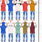 Football a4 personalised print, child and man’s shoulders, there is 4 backgrounds to choose from, 20 clothing sets, 20 hair styles/colour and 3 skin tones, light, medium and dark, you also choose what wording you Would like at the top and on the shirts