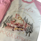 Pink or blue north pole personalised Christmas pyjamas