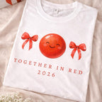 Together in Red 2026 T-Shirts with Cute Bow Design and Comfortable Fit