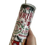 20oz North Pole hot chocolate tumbler with flat lid and straw Drinkware Flasks Beverage Insulation Bottles Water Bottles Portable Mug