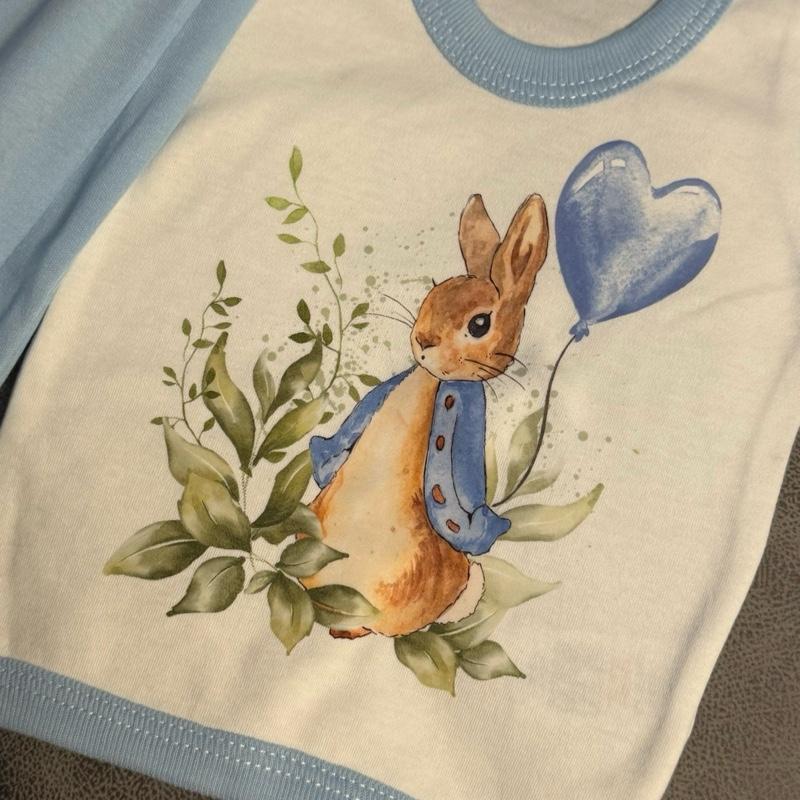 New baby bunny pyjamas making them a lovely gift to celebrate a newborn available in sizes 0-3 and 3-6 months can also add a name to them by leaving a note at the checkout or messaging me once ordered