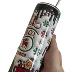 20oz North Pole hot chocolate tumbler with flat lid and straw Drinkware Flasks Beverage Insulation Bottles Water Bottles Portable Mug