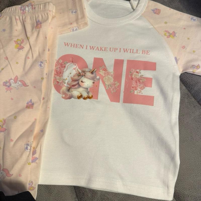 Unicorn Pyjamas 'When I Wake Up I Will Be One' with Fairy Themed Arms and Trousers for Kids. Can be personalised by leaving a note at checkout or dropping me a message once ordered