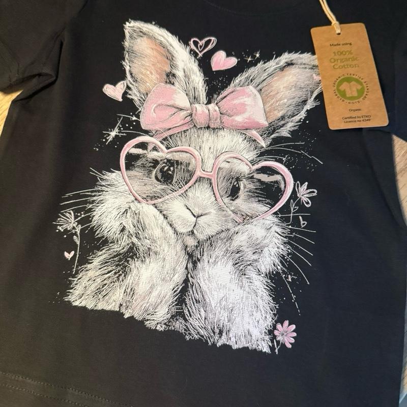 Children’s Cute bunny rabbit black organic cotton t shirt