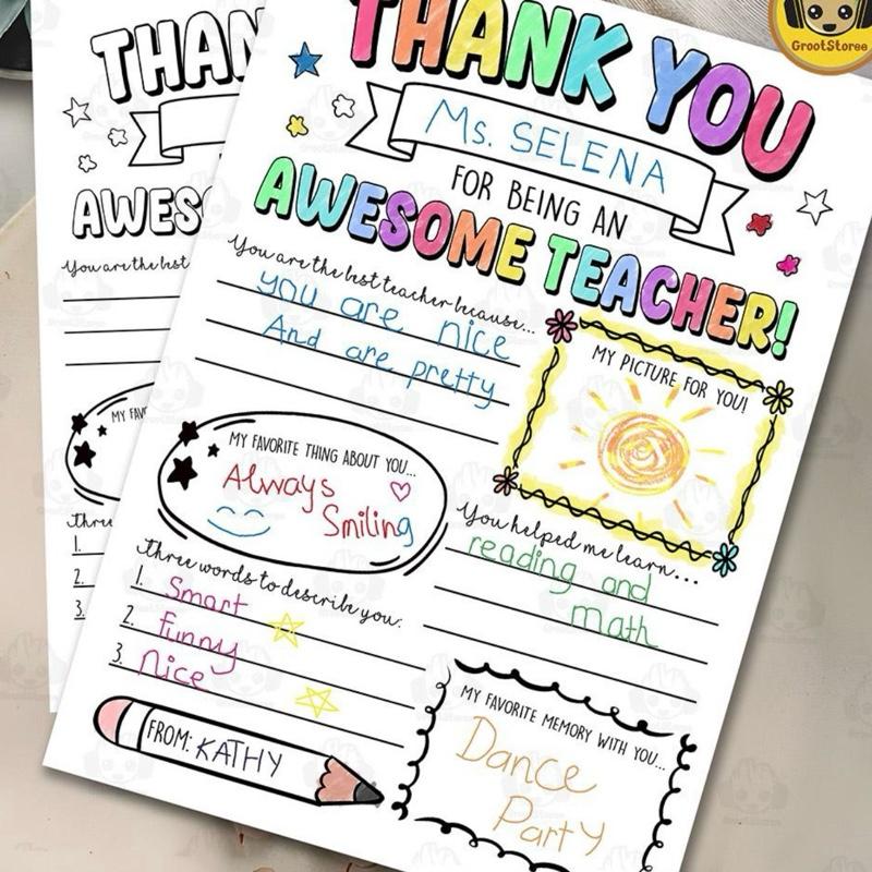 Pay what you can- Teacher print out that you can do together making it a very personal teachers  gift. End of term teachers gift. Personalised teachers gift. DIY gift for teachers. Teachers keepsake gift
