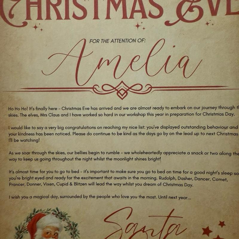 Personalised Christmas Eve letter from Santa