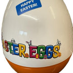 Personalised 16inch white and orange jumbo plastic egg (comes empty)