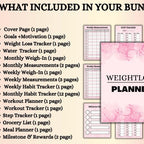 weight loss planner/journal with 15 different pages included to keep you on track