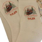 Christmas Themed Personalised Fluffy Socks with Festive Snowman and Reindeer Design for Cozy Holiday Wear White