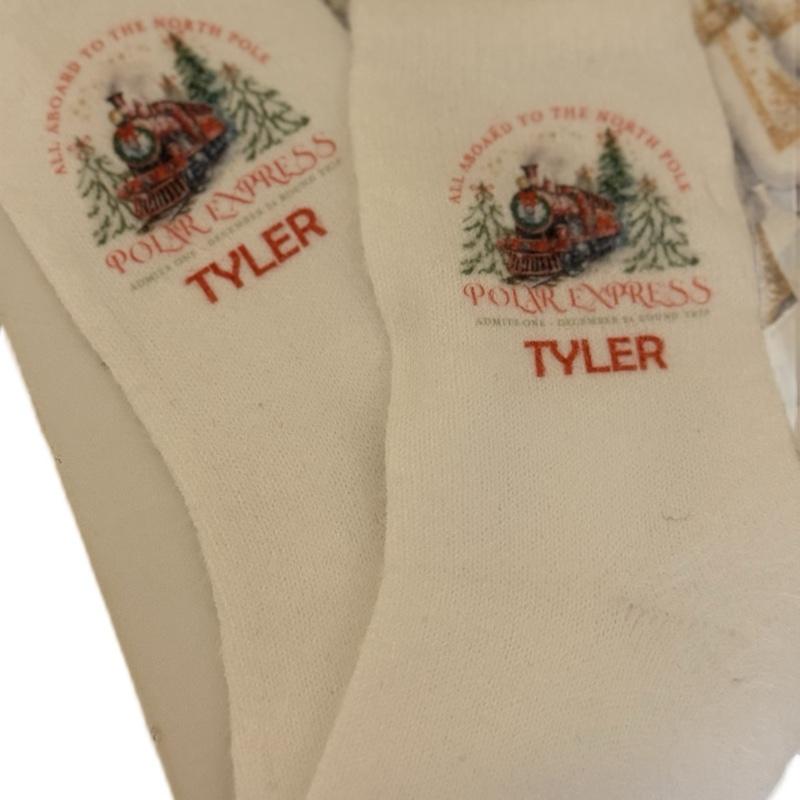 Christmas Themed Personalised Fluffy Socks with Festive Snowman and Reindeer Design for Cozy Holiday Wear White