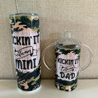 Hot and cold drinks, water insulated, double walled tumbler and sippy cup. Matching father and son. With straw and lid. BPA free Drinkware Flasks Bottles Bottled Portable. Camo design