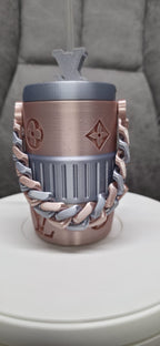 Rose Gold Luxury Monogram 3D Printed Can Cooler – 330ml