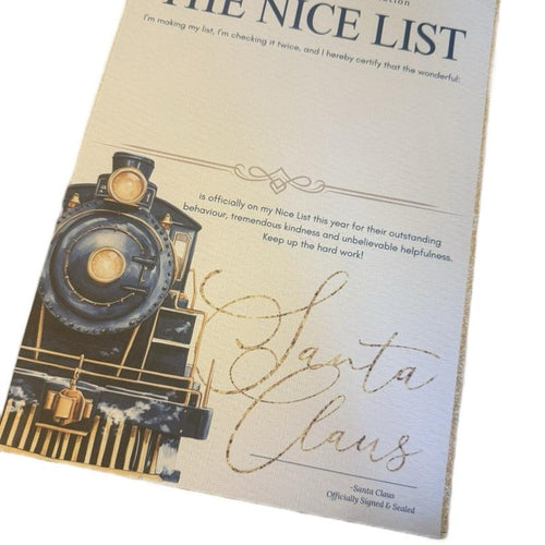 Blue polar express train nice list certificate
