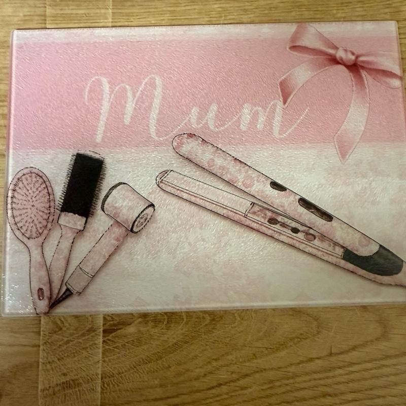 Personalised (mum can be changed) Hair straightener/hair appliances hot plate perfect for dressing tables to stop heat damage-made of glass