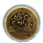 Christmas Santa gold wishing coin in a protective case