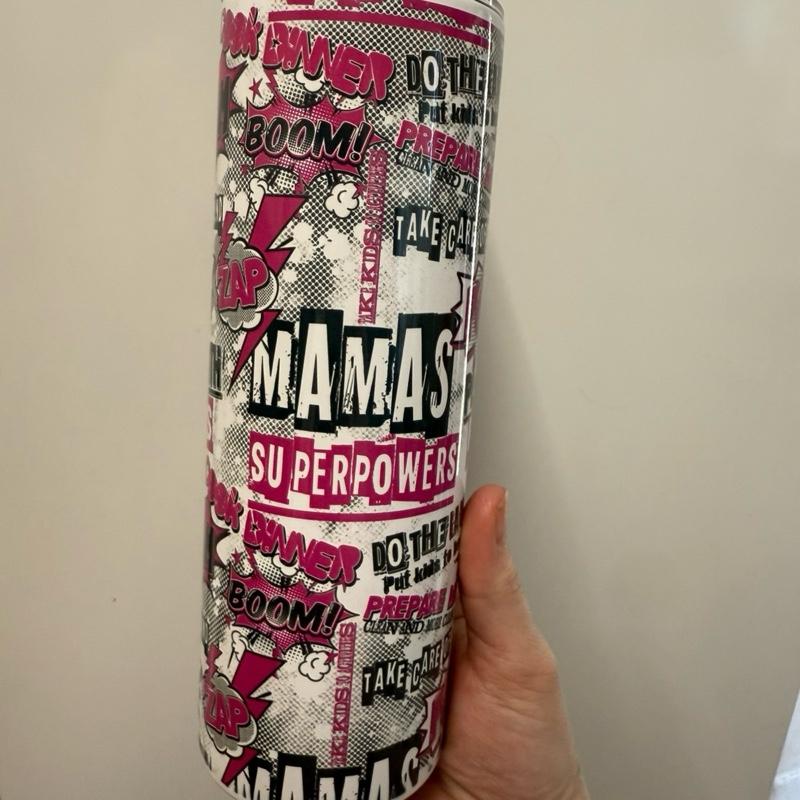 Perfect 20oz Insulated Double Walled Tumbler for Mother’s Day Hot & Cold Drinks with Lid and Straw Pop Art Design pink, white and black