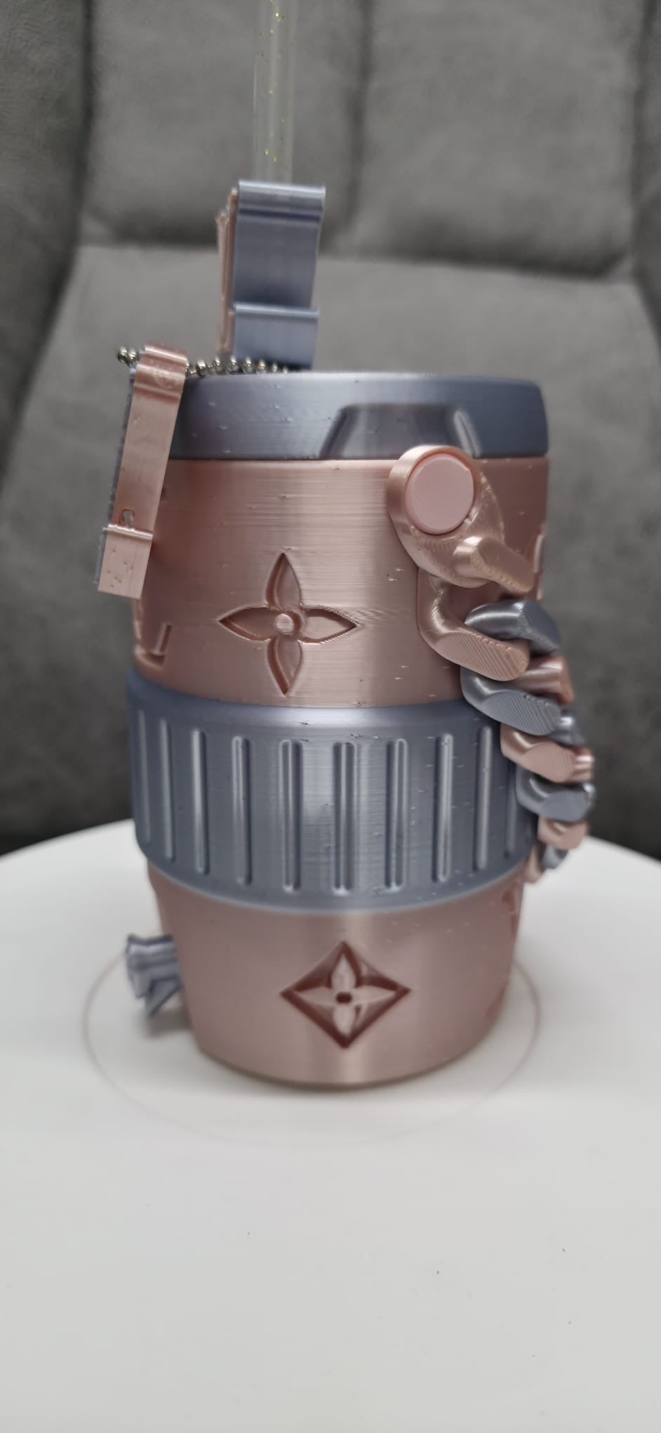 Rose Gold Luxury Monogram 3D Printed Can Cooler – 330ml