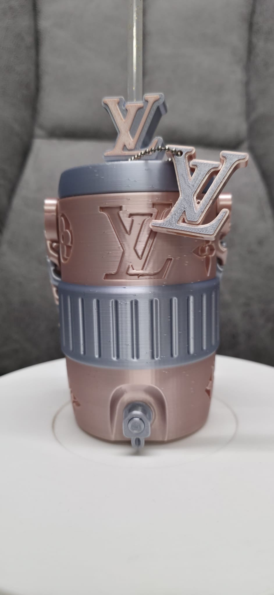 Rose Gold Luxury Monogram 3D Printed Can Cooler – 330ml
